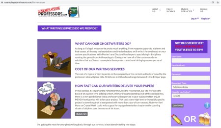 UnemployedProfessors.com Screen shot https://unemployedprofessors.com/Service.aspx. Retrieved 15 Aug 2020.